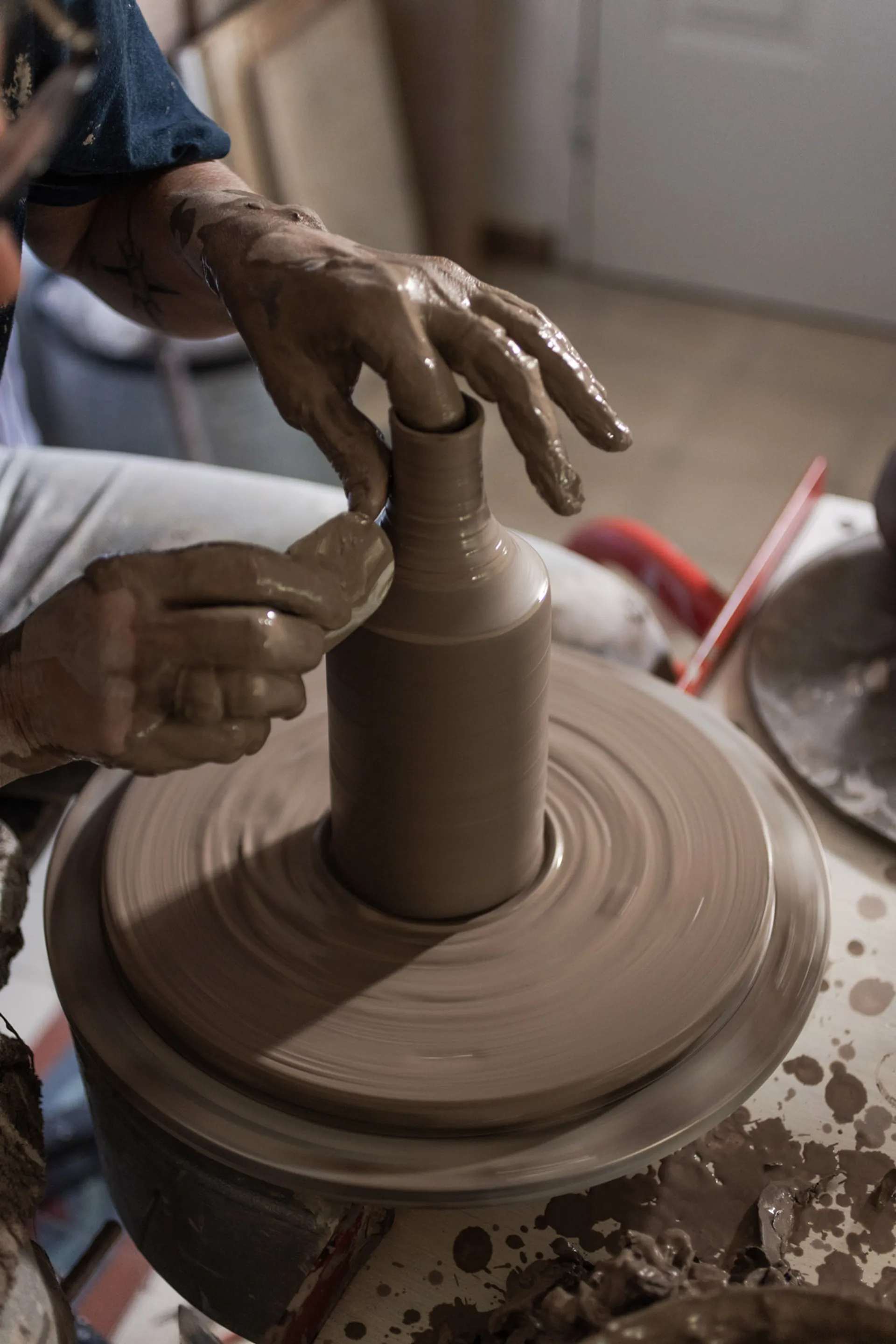 Hand-throwing each vessel